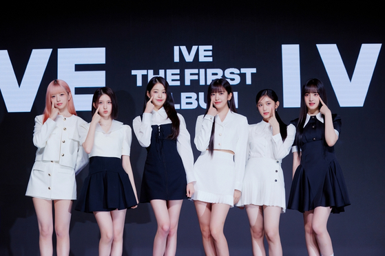 Girl group IVE during the press conference for its new album "I've IVE" on April 10, at Conrad Seoul in Yeongdeungpo District, western Seoul [STARSHIP ENTERTAINMENT]