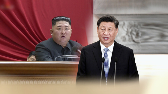 North Korea's Kim Jong-un, left, and China's Xi Jinping [YONHAP]