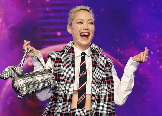 Pom Klementieff during the press conference for "Guardians of the Galaxy: Volume 3" at the Conrad Seoul in Yeongdeungpo District, western Seoul, on Tuesday. [NEWS1]