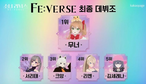 The final five members of the virtual girl group Feverse [KAKAO ENTERTAINMENT]
