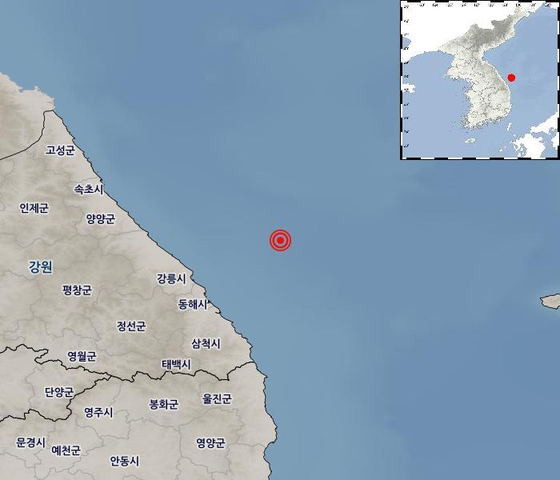Map of where the earthquake had been detected on Tuesday.  [KOREA METEOROLOGICAL ADMINISTRATION]
