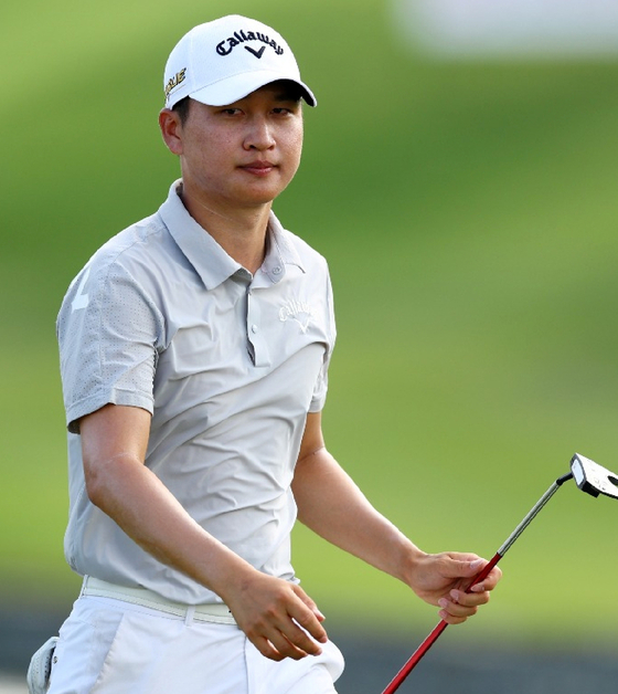 Wang Jeung-hun in action during the DP World Tour Singapore Classic at the Laguna National Golf Resort Club in Singapore on Feb. 12, 2023. [YONHAP] 