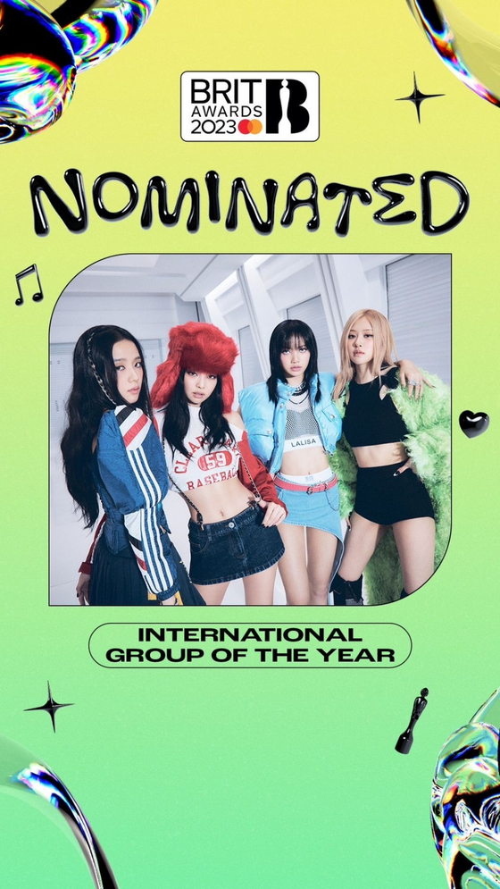 Blackpink was nominated for the International Group of the Year in 2023 at The BRIT Awards, becoming the first K-pop girl group to be nominated at the prestigious ceremony. [YG ENTERTAINMENT]