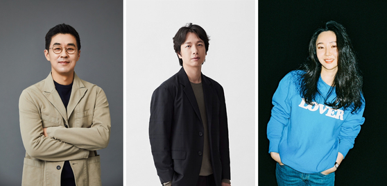 From left, HYBE's CEO Park Ji-won, president of BigHit Music, Shin Young-jae, and president of ADOR, Min Hee-jin [HYBE]