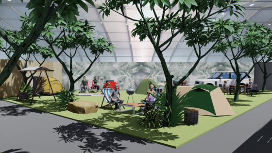 Visitors can experience the forest at the healing camp and forest-related recreation areas at the Healing Hall. [GANGWON FORESTRY EXHIBITION 2023 ORGANIZING COMMITTEE]
