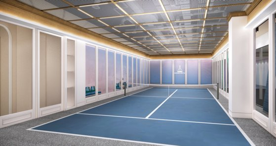A tennis court will open on the third floor of Lotte World Mall in southern Seoul on Saturday. [LOTTE DEPARTMENT STORE]