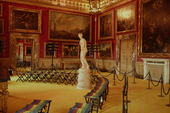 The Palatine Gallery at Pitti Palace in Florence became the backdrop for Gucci's Resort 2018 show in May 2017. [GUCCI] 