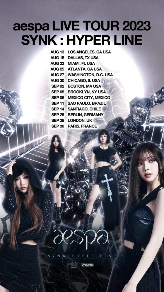 Poster image for girl group aespa's ″SYNK: HYPER LINE″ world tour series [SM ENTERTAINMENT]