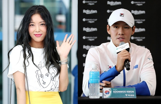 Singer Yubin, left, and tennis player Kwon Soon-woo [NEWS1]