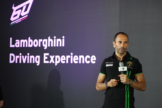 Francesco Scardaoni, director of Automobili Lamborghini Asia Pacific, speaks during a press event on May 19 in Yonggin, Gyeonggi. [AUTOMOBILI LAMBORGHINI]
