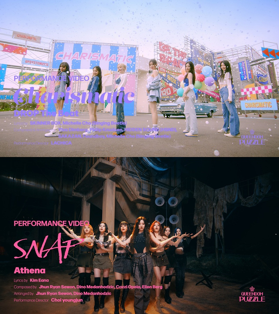The two final subunits, DROP The Beat and Athena revealed on Thursday for Mnet's idol competition program ″Queendom Puzzle″ [MNET]