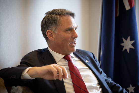 Deputy Prime Minister and Minister for Defense of Australia Richard Marles speaks with the Korea JoongAng Daily and the JoongAng Ilbo in Seoul on Tuesday. [OFFICE OF THE DEPUTY PRIME MINISTER OF AUSTRALIA]