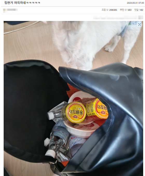 A post on an online community shows a diaster supply kit packed during a false air raid alarm. [SCREEN CAPTURE]