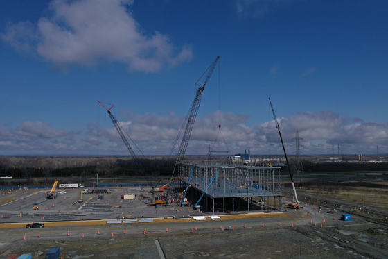 The construction site of Ultium CAM's cathode plant in Quebec, Canada. Ultium CAM, a joint venture between Posco Future M and General Motors, announced an additional $7 billion investment in the project on Friday. [POSCO FUTURE M]