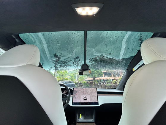 The Model X's improved panoramic roof lets in more light, allowing for a clearer view [SARAH CHEA]