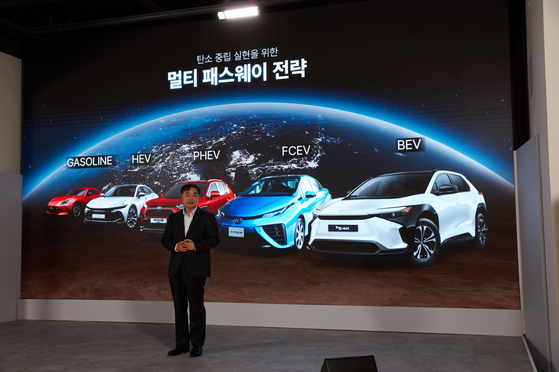 Konyama Manabu, CEO of Toyota Motor Korea, talks during a press conference in southern Seoul on Monday. [TOYOTA MOTOR]