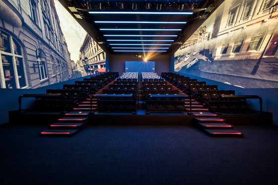 Seats at a 4DX theater are shown at the CGV Yongsan branch in central Seoul. 4DX theaters apply off-screen effects such as water, wind, movements of the seats and others to allow immersive experiences for audiences. [CGV]