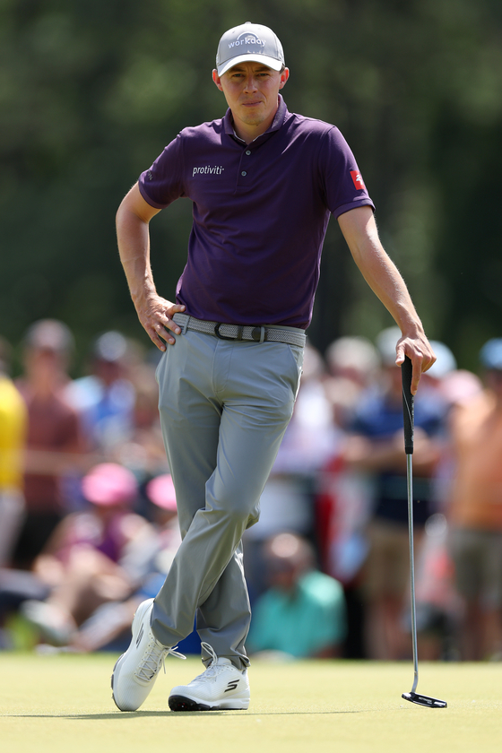Matt Fitzpatrick waits on the ninth green during the second round of the Wells Fargo Championship at Quail Hollow Country Club on May 5 in Charlotte, North Carolina. [GETTY IMAGES]