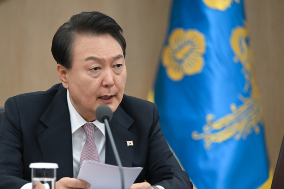 President Yoon Suk Yeol speaks at the cabinet meeting at the presidential office in Yongsan District, central Seoul, on May 23. [NEWS1] 