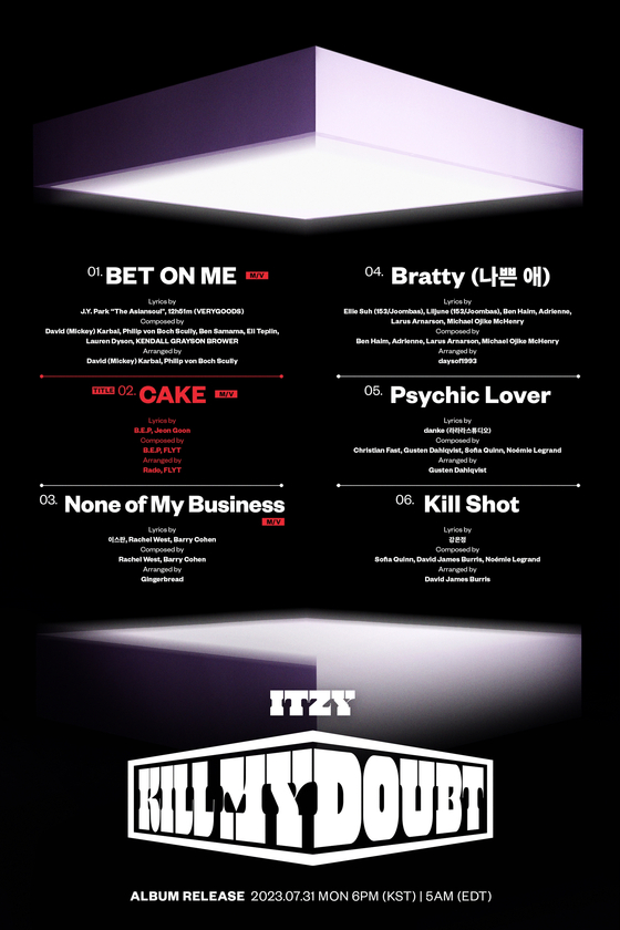 A list of tracks of girl group ITZY's upcoming album ″Kill My Doubt″ [JYP ENTERTAINMENT]