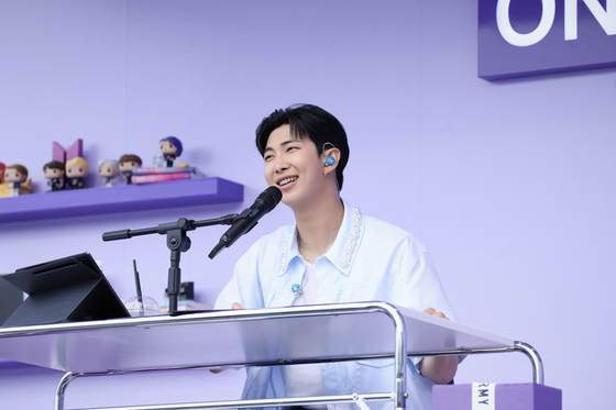 RM, leader of boy band BTS, turns into a radio DJ for the day at the ″2023 BTS Festa″ event held on Saturday at the Yeouido Han River Park in western Seoul. [HYBE]