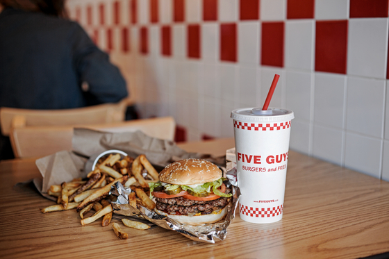 Five Guys' custom-made burger, fries and drink [FG KOREA]