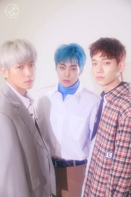 Members Baekhyun, Ximuin and Chen of boy band EXO and its subunit EXO-CBX [SM ENTERTAINMENT]