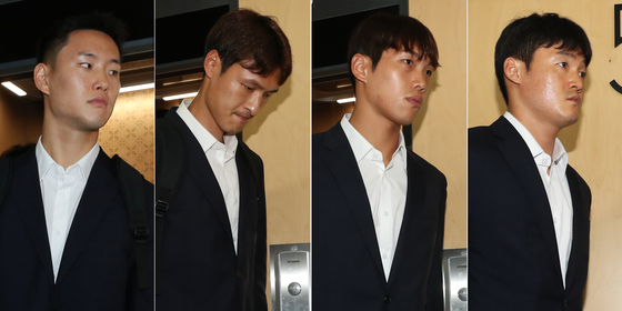 From left: Jung Seung-hyun, Park Yong-woo, Lee Myung-jae and Lee Kyu-seong attend the K League's disciplinary meeting at the Korea Football Association House in Jongno District, central Seoul on June 22. [NEWS1] 