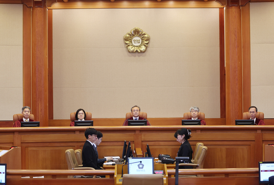 Constitutional court on Tuesday. [YONHAP]