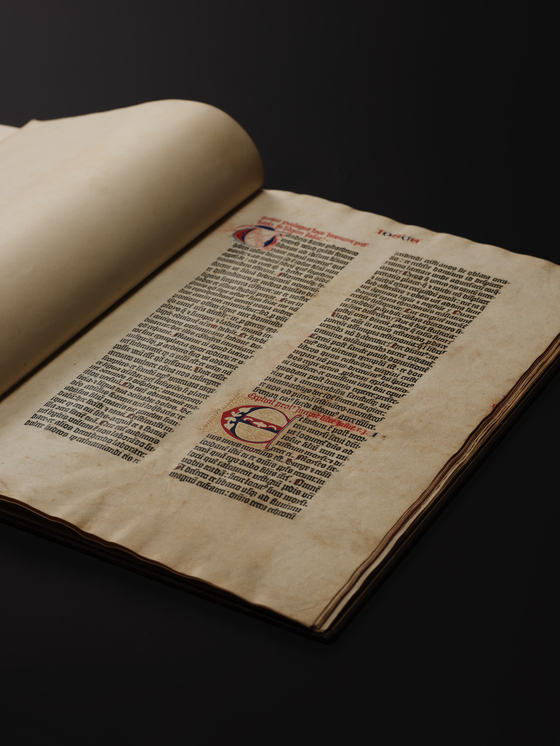 The original "Book of Joshua" from the 42-line Gutenberg Bible now in collection of the National Museum of World Writing Systems [NATIONAL MUSEUM OF WORLD WRITING SYSTEMS] 