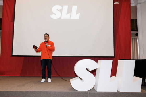 Park Joon-suh, head of the production business unit at SLL (Studio LuluLala) speaks during a press event held at the Korea Press Center in Jung District, central Seoul, on Tuesday. [SLL]