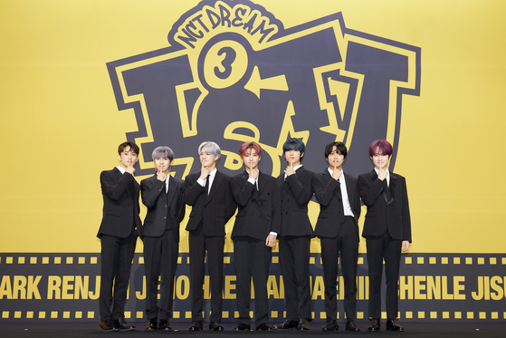 Boy band NCT Dream poses during the press conference for its third full-length album "ISTJ" on July 17 at the Lotte Hotel World in Jamsil, southern Seoul. [SM ENTERTAINMENT]