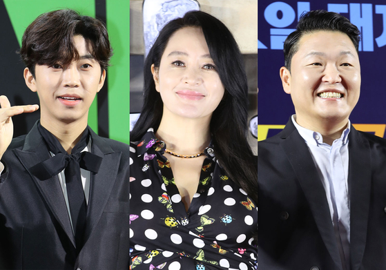 From left, singer Lim Young-woong, actor Kim Hye-soo and singer Psy [NEWS1]