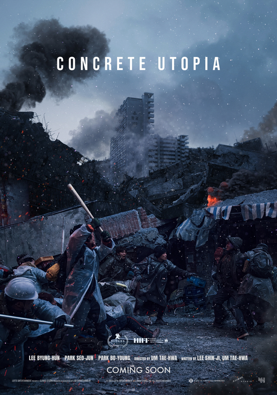 Poster for the upcoming film, ″Concrete Utopia,″ starring actor Lee Byung-hun [LOTTE ENTERTAINMENT]