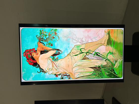 A digitalized image of Alphonse Mucha's painting on view at the Dongdaemun Design Plaza [SHIN MIN-HEE]