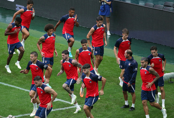 Atletico Madrid players train at Seoul World Cup Stadium in Mapo District, western Seoul on Wednesday ahead of Thursday's game against Team K League. [NEWS1] 