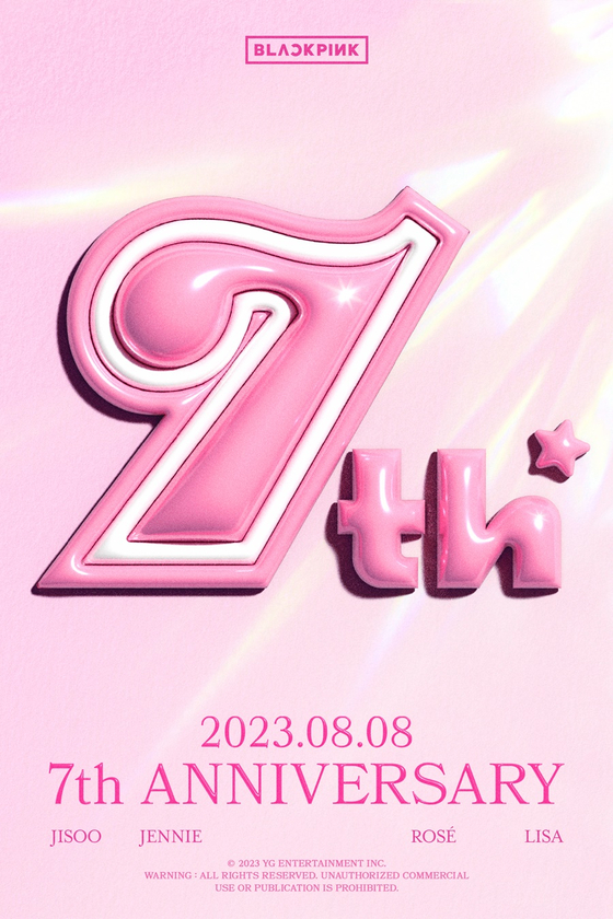 A poster celebrating Blackpink's seventh anniversary [YG ENTERTAINMENT]