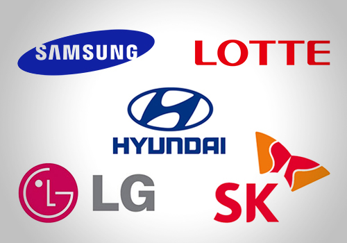 The logos of Samsung, Lotte, Hyundai, LG and SK [EACH COMPANY]