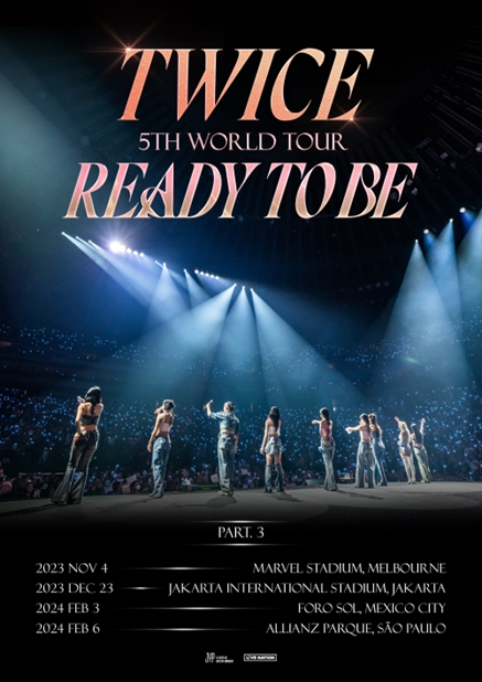 Girl group Twice added four more stops to its ongoing world tour ″Ready to Be." [JYP ENTERTAINMENT]