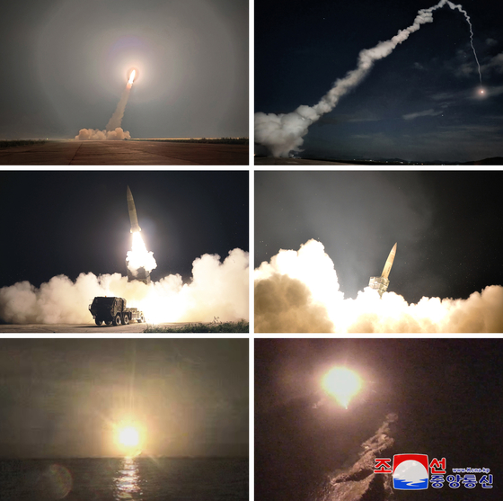 The North's state-controlled Korean Central News Agency announced that the regime fired two missiles into the East Sea as part of a ″nuclear tactical strike drill″ in response to the deployment of a U.S. B-1B long-range supersonic bomber to the Yellow Sea for a joint South Korean-U.S. air force exercise on Wednesday. [YONHAP]