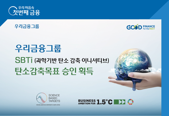 A poster promotes Woori Financial Group's ESG initiative [WOORI FINANCIAL GROUP]