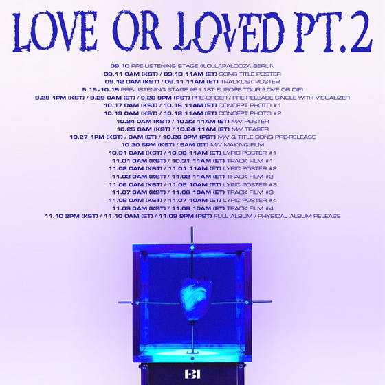 Rapper B.I will drop ″Love or Loved Part.2″ on Nov. 10 [131 LABEL]