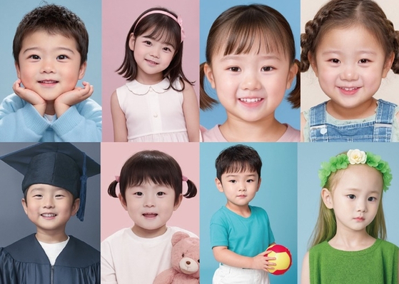AI-powered photos generated by Snow depict celebrities from the local variety show "I Live Alone" in baby portraits. [SNOW]