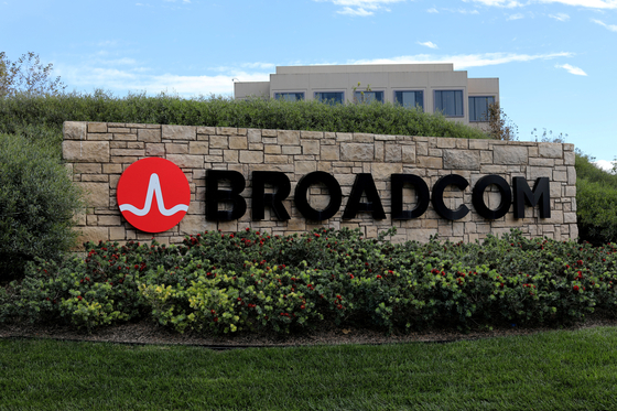 A sign to the campus offices of chip maker Broadcom is shown in Irvine, California, U.S. [REUTERS]