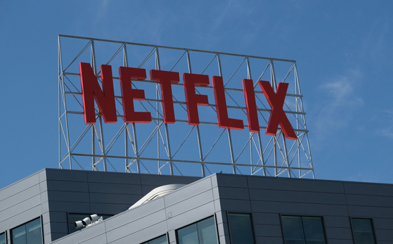 The Netflix logo is seen on top of its office building in Hollywood, California. [AFP/YONHAP]