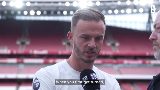 Tottenham Hotspur's James Maddison speaks about his two assists that allowed Son Heung-min to score a brace during a Premier League match against Arsenal on Sunday. [ONE FOOTBALL]