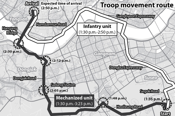 The troop movement route