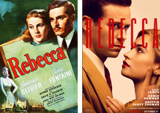 Alfred Hitchcock's movie "Rebecca" (1940) and its remake by Ben Wheatley released on Netflix in 2020.[SCREEN CAPTURE]