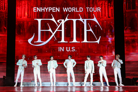 Boy band Enhypen during its ″Fate″ world tour concert in Los Angeles [BELIFT LAB]