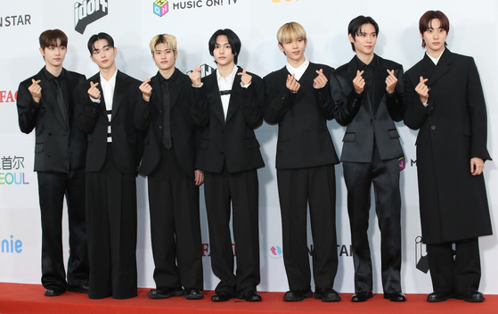 Boy band Riize poses for a photo at the red carpet event of the 2023 The Fact Music Awards, held at the Namdong Gymnasium in Incheon on Tuesday. [NEWS1]